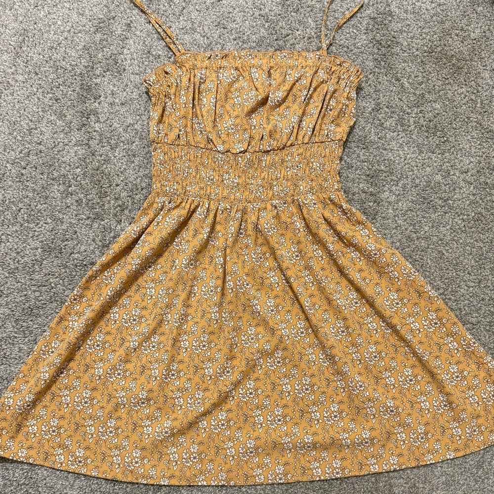 Lush Gold Pleated Sundress Sleeveless Mini